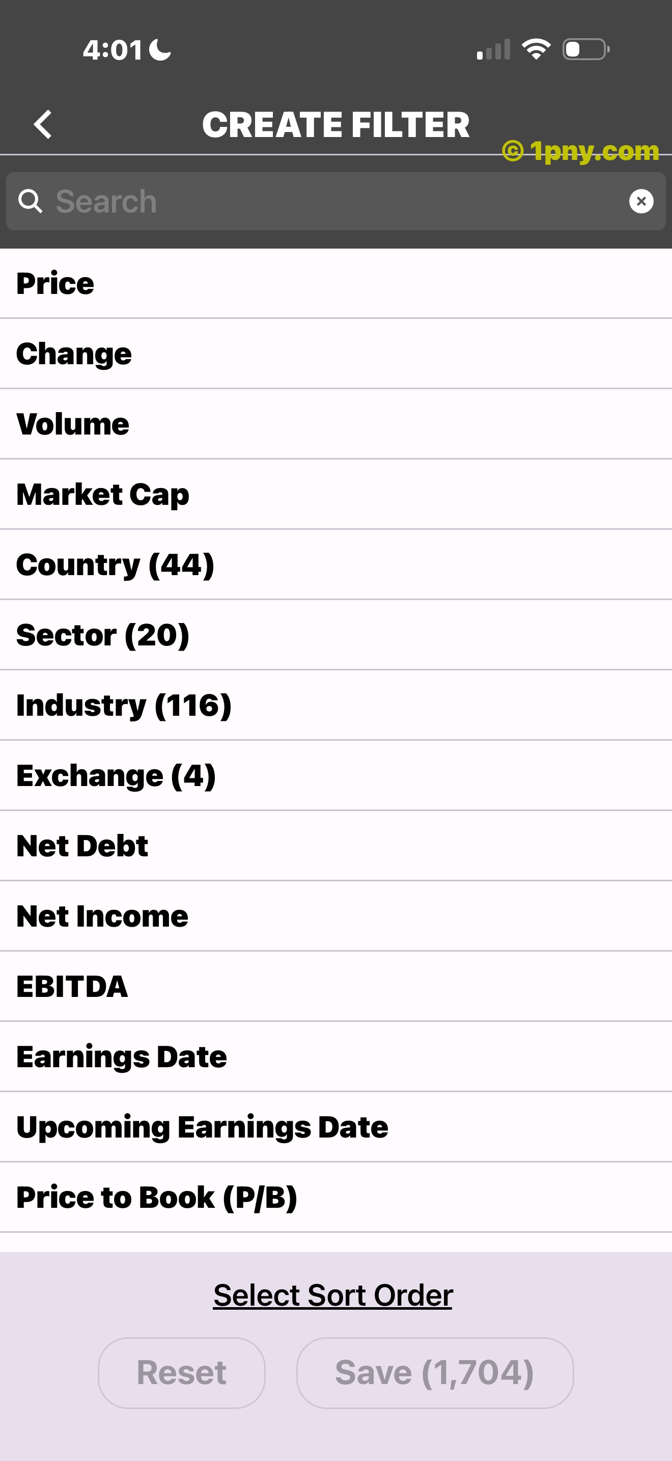 PennyGems screener criteria list