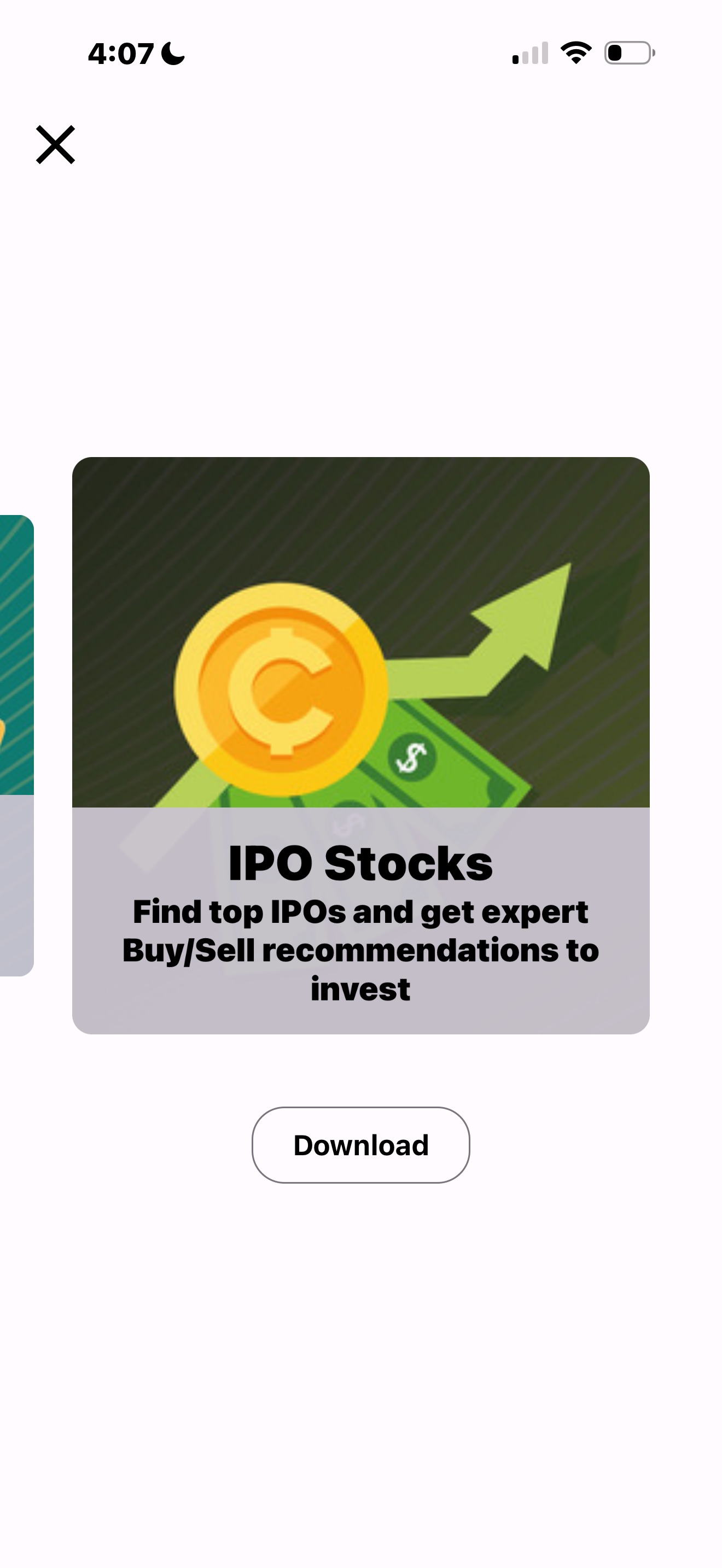 PennyGems Our Apps carousel showing IPO Stocks